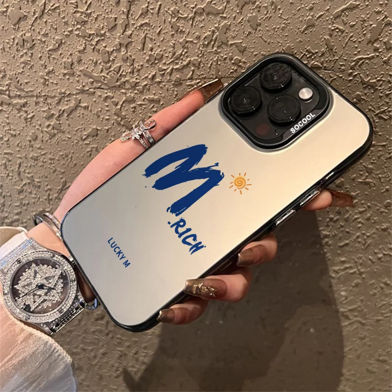 

Simple lucky letters phone case for iPhone 16 15 14 13 12 11 Pro/ Max/Plus shock-proof rear cover anti-fingerprint