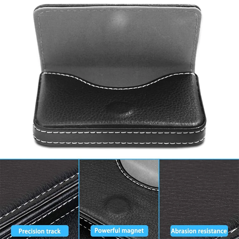 PU Leather Magnetic Business Card Case Portable Credit Card Pocket Large Capacity Business Card Holder for Women Men Office