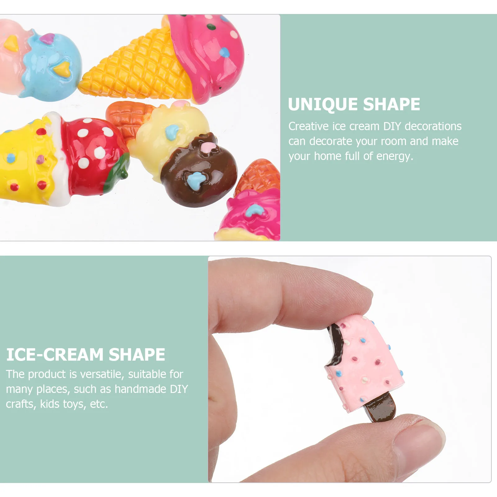 20pcs Ice Cream Ornament Creative Dessert Decor Colorful Adornment For Home Kids Room Diy Craft Montessori Educational Gift