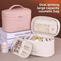 Makeup Bag for Women Large Capacity Travel Cosmetic Organizer with Brush Holder Waterproof Toiletry Pouch Portable Makeup Case