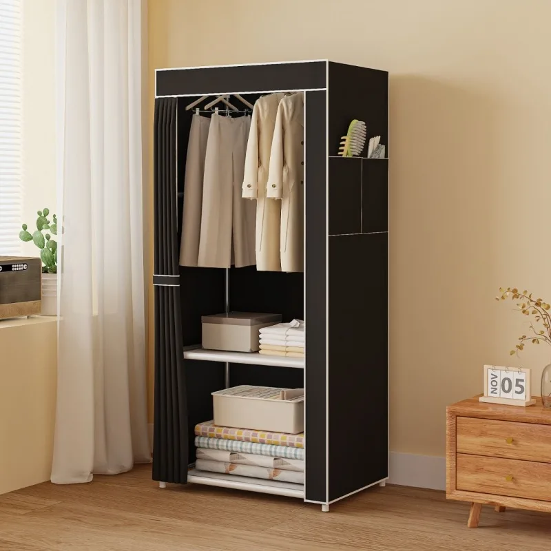 Wardrobe, steel pipe, fabric cabinet, thickened reinforcement, bedroom assembly, home wardrobe, rental room, hanging clothes image 2