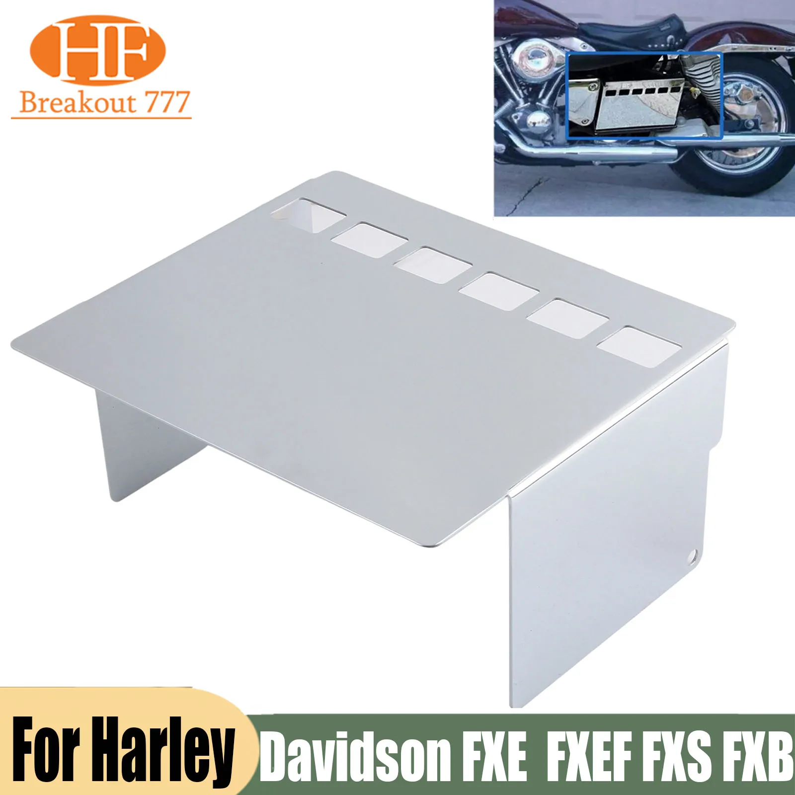 Chrome Battery Side Cover with Square View Holes Fits For Harley Dyna Sportster 883 1000 1200 Softail FXST Low Rider