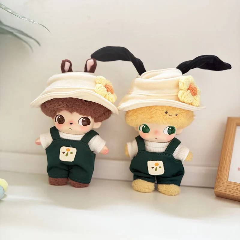 

Clothes For DIMOO And Labubu 15/17cm Floral Hat Green Suspender Set And Accessories For Cute Dress - up