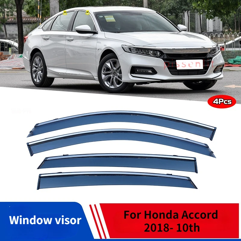 

For Honda Accord 2018- Window Visor Weather Guard Door Visor Vent Shades Window trim strip stainless steel accessories