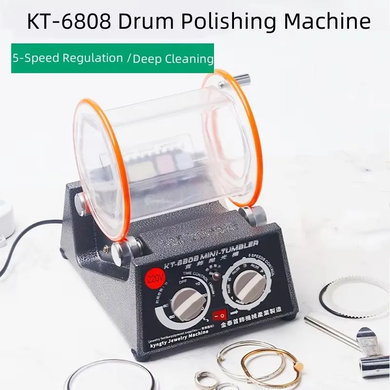 3kg Drum Polishing Machine, Rotary Tumbler for Jewelry, Stones & Metal Parts, Mini Rock Tumbler Polisher for Cleaning Deburring