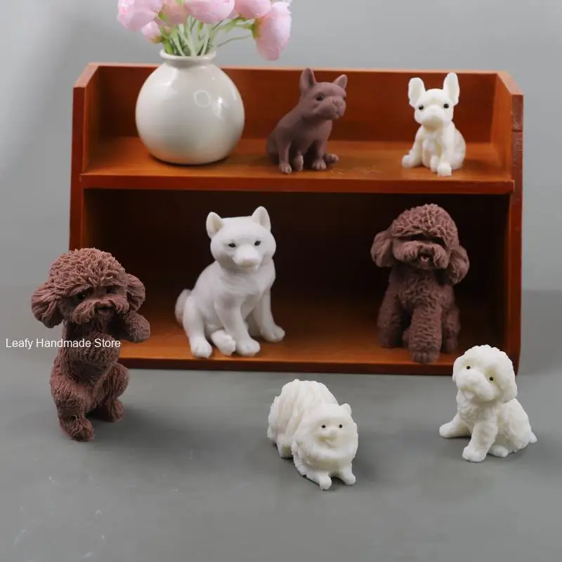 Dog Candle Silicone Mold 3D Animal Cute Puppy Statue Soy Wax Mould Dog Lover Gift Home Decor Molds