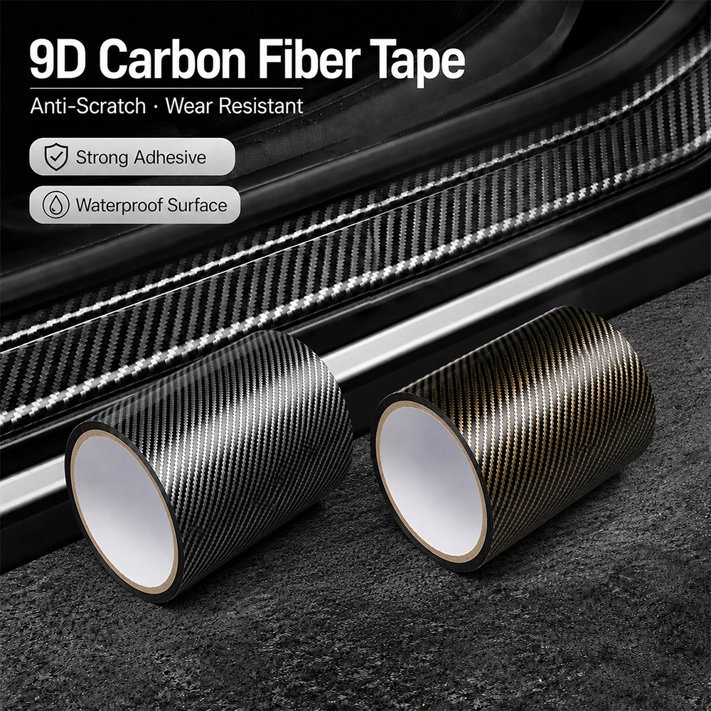 Self Adhesive 9D Nano Carbon Fiber Anti Scratch Tape DIY Auto Decor Strip for Car Exterior Bumper Door Sill Trunk Mirror
