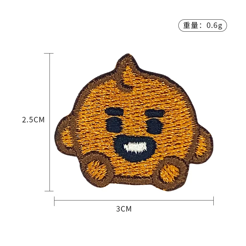 @BT21 Koya Shaky Mang zweidimensionales, besticktes Stoffabzeichen, speziell für Kleidung, Schuhe und Hüte, praktische Stickerei – Detail 7