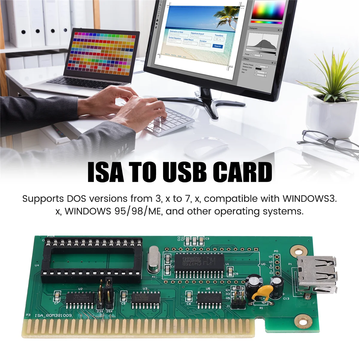 Placa adaptadora Supernew ISA a USB Interfaz ISA a interfaz USB para control industrial