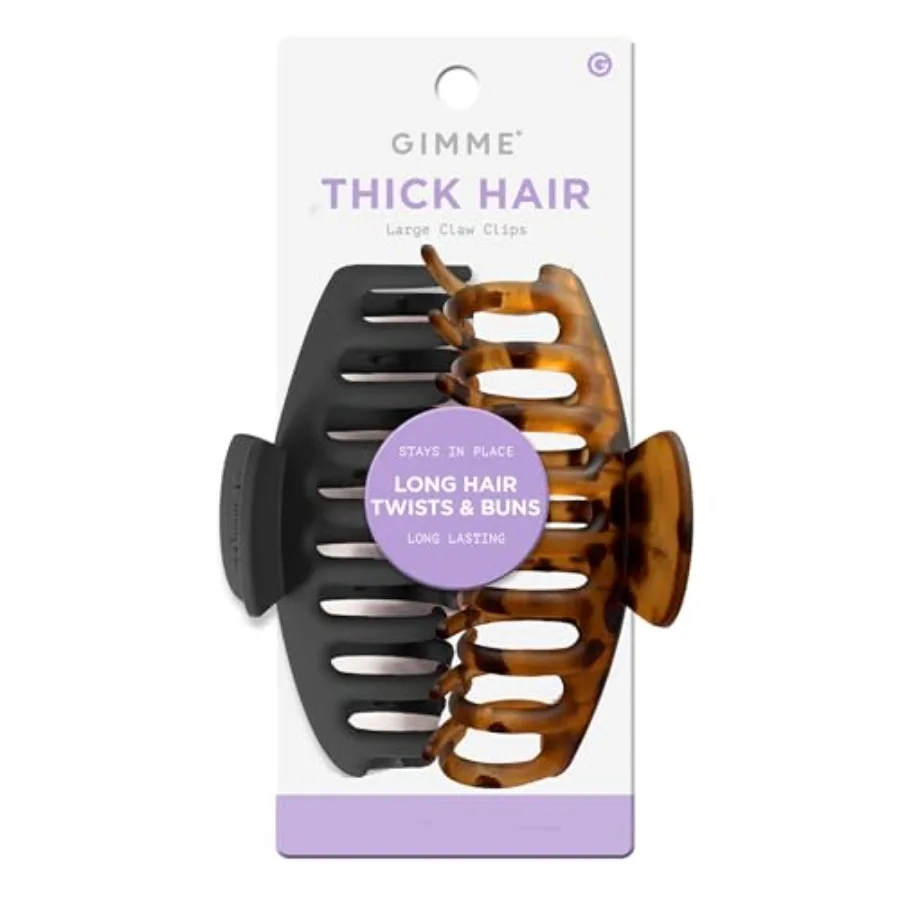 

Beauty Thick Hair Claw Clips for curly textured hair, recycled plastic, black tortoise, durable no-slip design