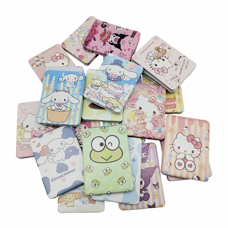 Miroir cosmétique portable rectangle double face pour femmes, Hello Kitty, Kuromi Melody Cartoon Girls, miroir pliant, petit cadeau