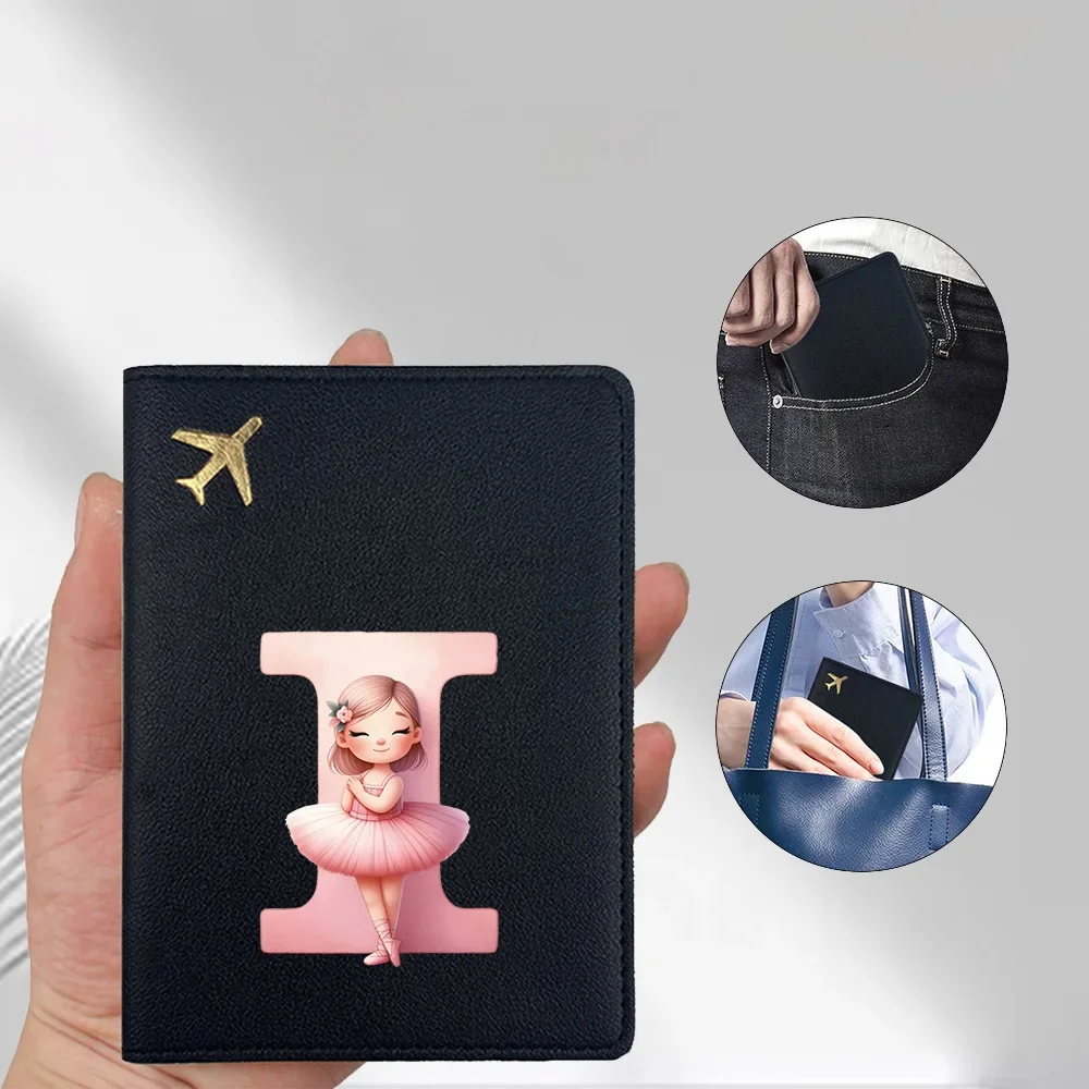 مجموعة جواز سفر PU ممتازة، حقيبة تخزين متينة لجواز السفر، اسم راقصة الباليه للفتيات الأولي، نمط 26 حرفًا #3