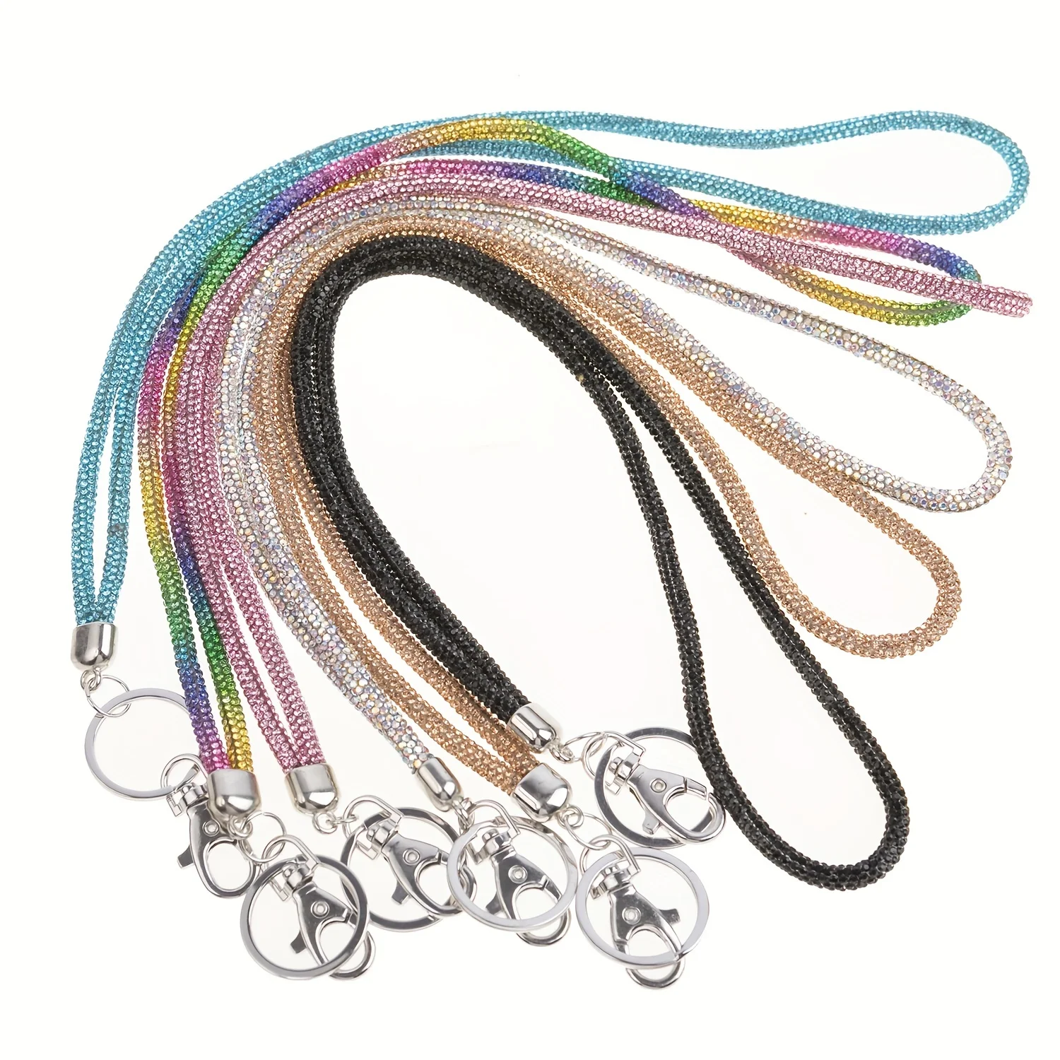 

1 Pack of Fully Handmade Flash Glass Rhinestone Mobile Phone Lanyard, Rhinestone Certificate Lanyard, Diamond Badge Lanyard