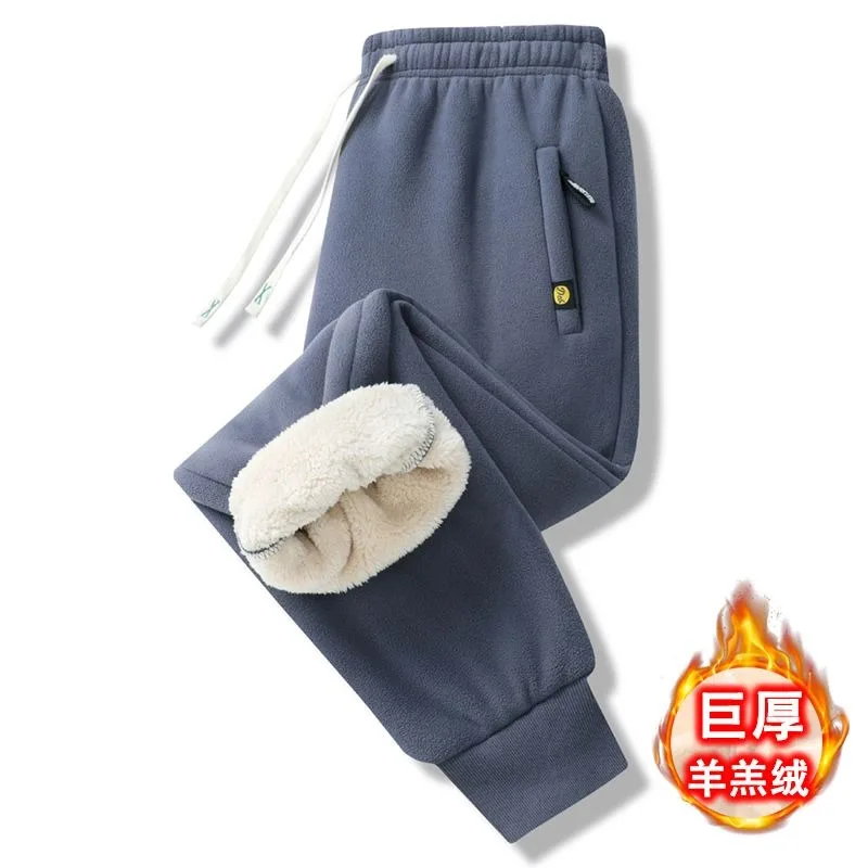 

Winter Sherpa Pants Men's Velvet Thickened Double-sided Polar Fleece Warm Pants Casual Outdoor Pants