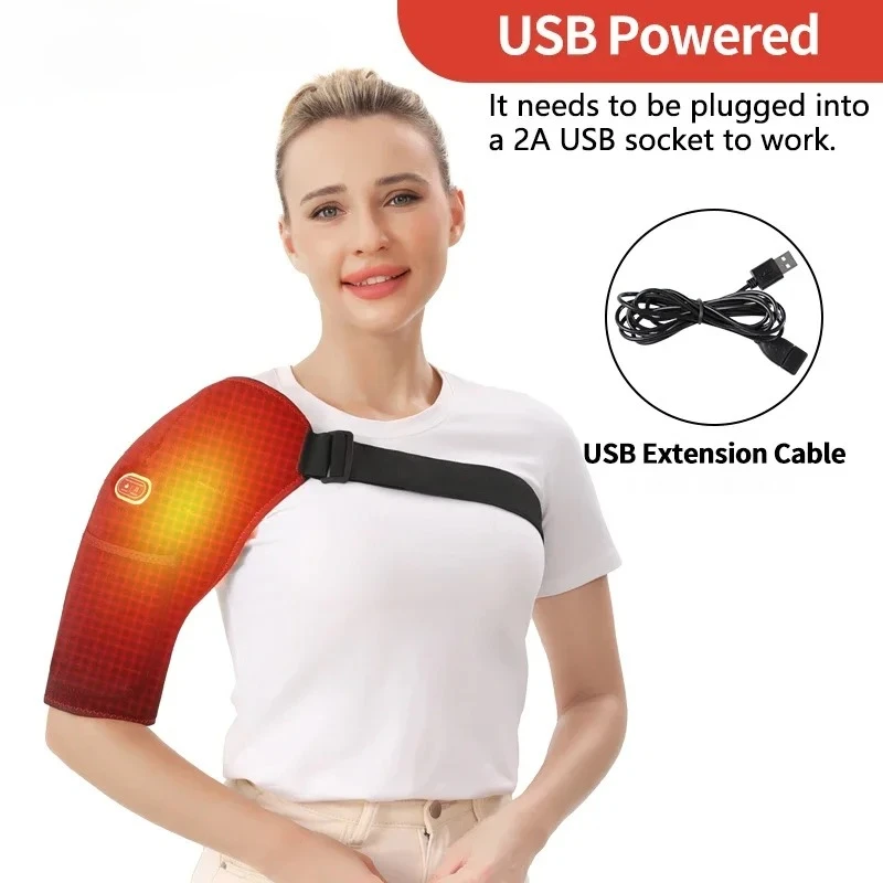 USB Electric Heating Shoulder Wrap Heating Pad Shoulder Massager Wellness Protector Relieve Fatigue Home Office Relax