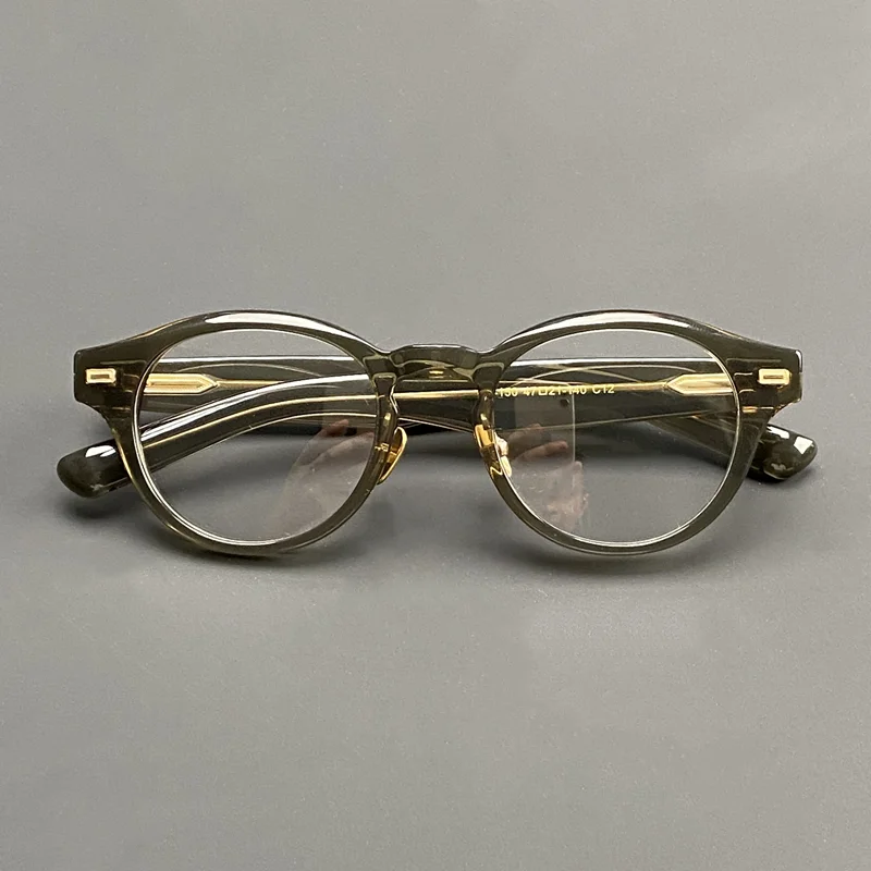 Vintage round glasses frame for men spring legs thickened with acetate optical glasses frame to make prescription glasses for my