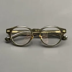 Vintage round glasses frame for men spring legs thickened with acetate optical glasses frame to make prescription glasses for my