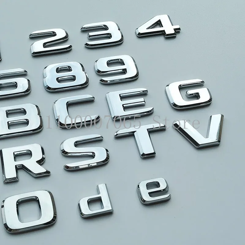 DIY 2017 Chrome Flat Letters Numbers 012345689 ABCEGLRSTVX d e ABS Emblem Car Trunk Nameplate Logo Sticker