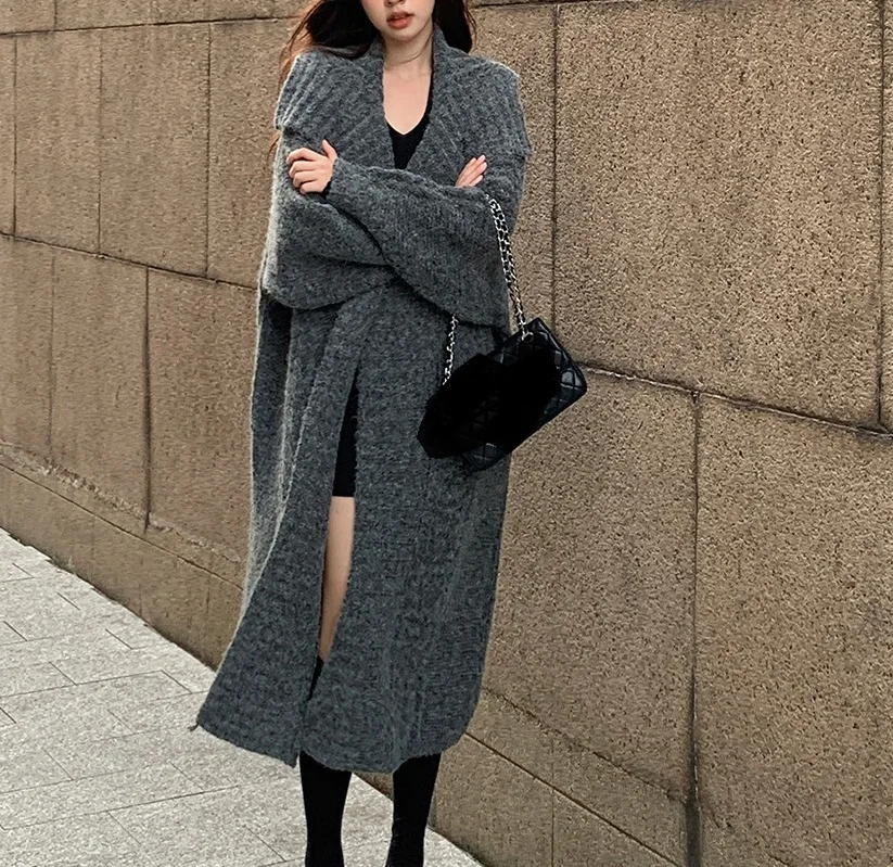 Sweater Knitted Coat Women\'s 2023 Early Autumn/Winter New Temperament Mid length Cardigan Knit