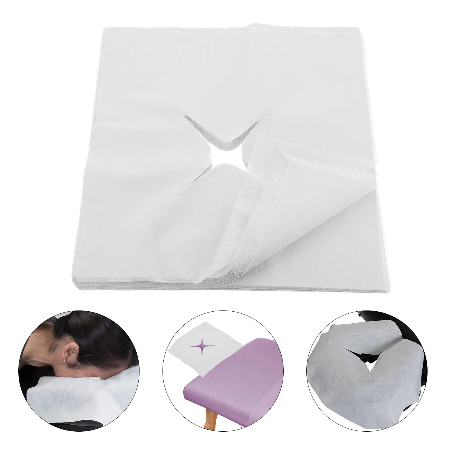

100pcs Thickened Hole Towels Disposable Headrest Covers Non-Woven White Massage Pillow Cushion Spas Beauty Salons Travel