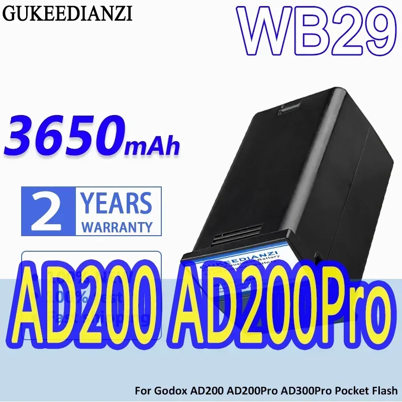 

WB29 3650mAh For AD200 AD200pro Photographic Flash Battery High Capacity