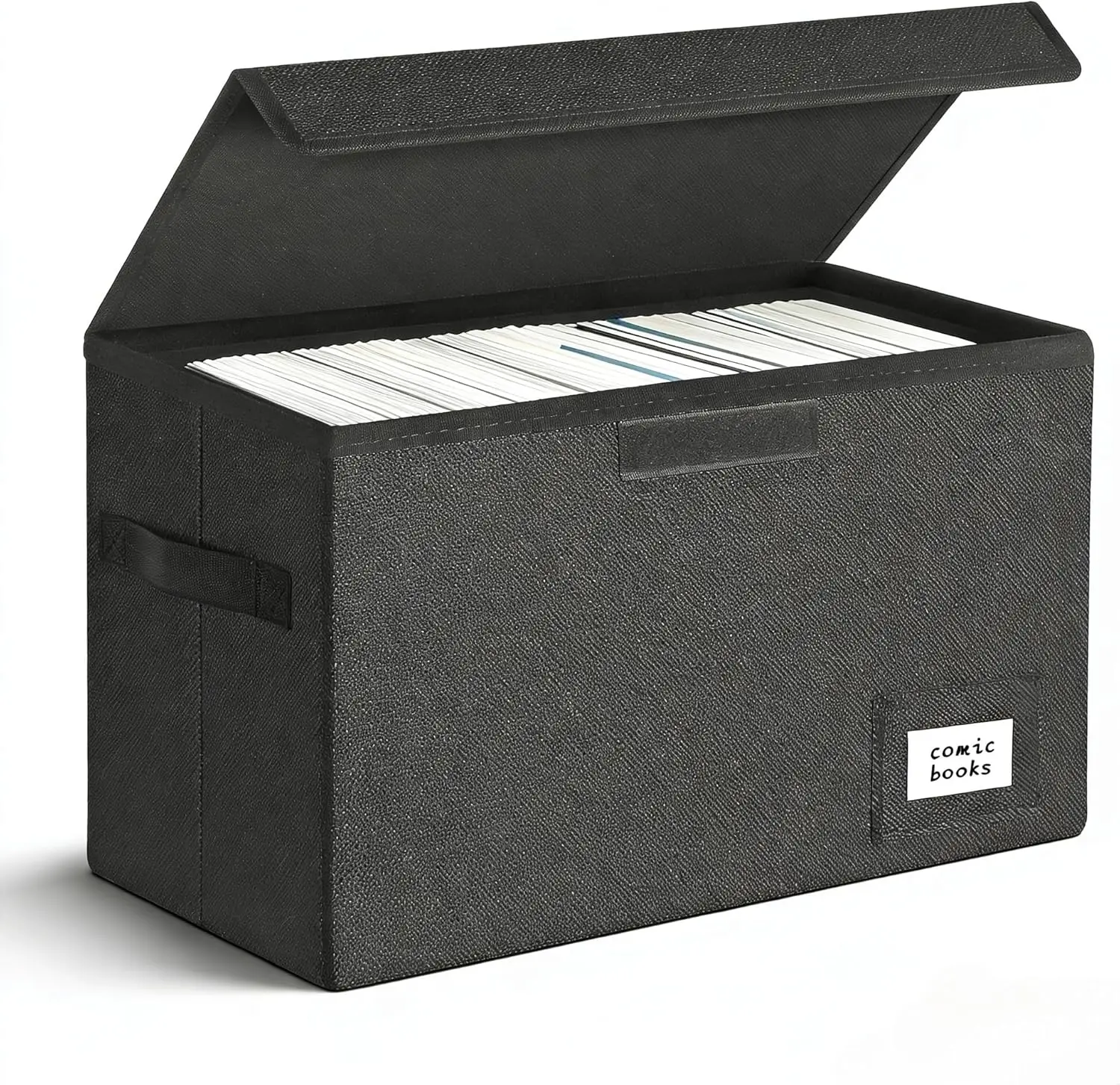 

Comic Book Storage Box, 15.5"x7.5"x11.3", Collapsible Short Box with Lids, Holds 150 Comics, Heavy Duty, 1 Pack Black