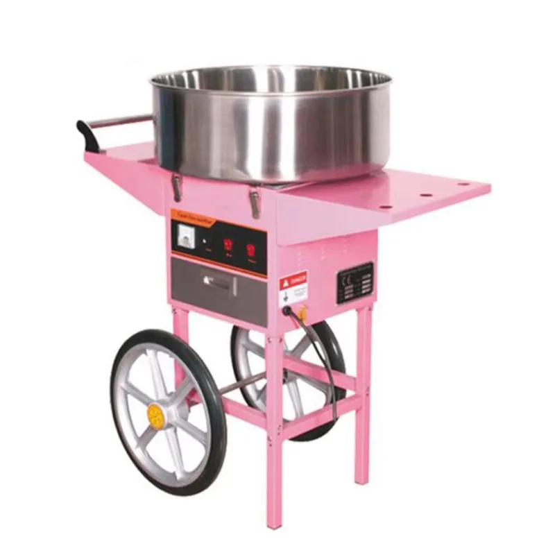 Commercial Stainless Steel Cotton Candy Machine With Cart Electric Automatic Cotton Floss Candy Floss Vending Machine