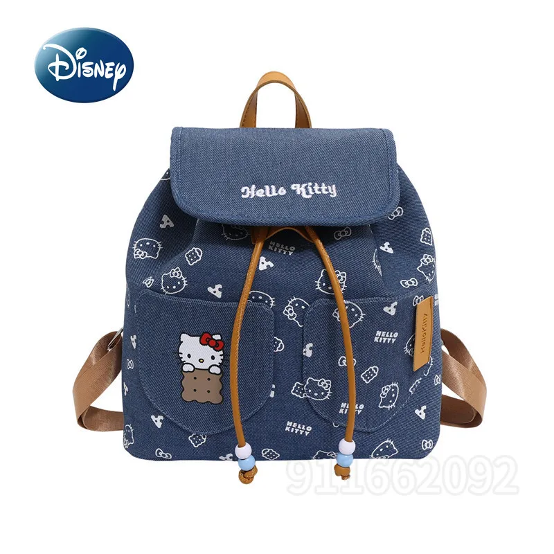 

Sanrio Hello Kitty New Fashion Women's Backpack Large Capacity Denim Women's Backpack Cartoon Cute Print Casual Backpack