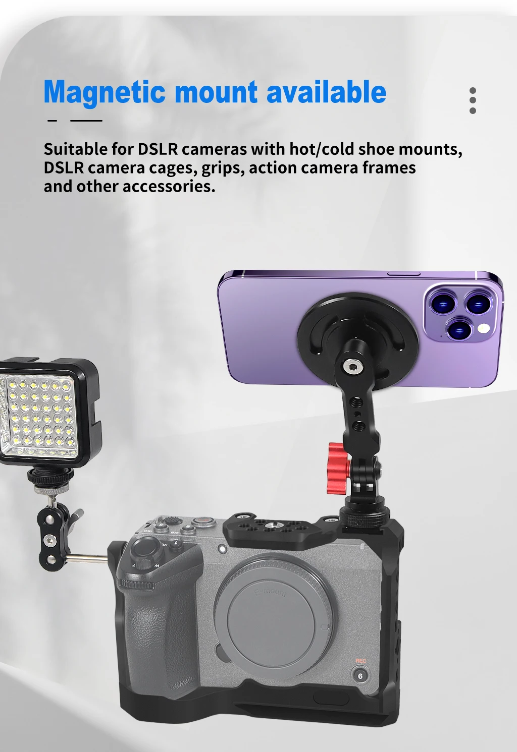 1/4 Halterung Magnetfuß Handyhalter Magnet Stativadapter für DJI OM7 7P OM6 OM5 Stabilisator für MagSafe iPhone 15 14 – Detail 28