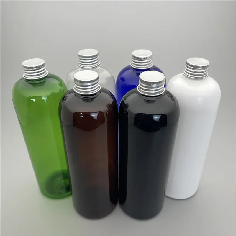 

500ML X 15 Empty Plastic Cosmetic Container Aluminum Screw Cap Shampoo Washing Package Bottles 500g Liquid Soap Lotion Bottles