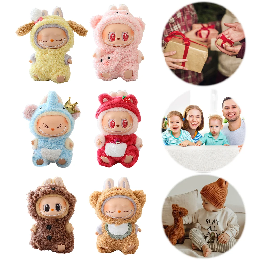 

Mini Doll Outfit Cute Plush Clothes Reusable Soft Plush Animal Suit Sitting Party Kawaii Headwear Clothes for Toy Collector