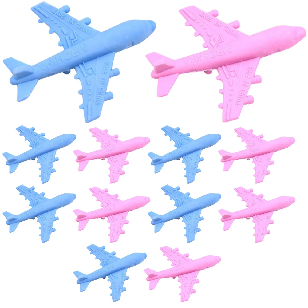 12-teiliges Radiergummi-Set in Flugzeugform, niedliches Gummi-Radiergummi-Set für Kinder, Schulbedarf, lustige Radiergummis, Großzeichnung, Geschenk, niedliche Schulbedarf