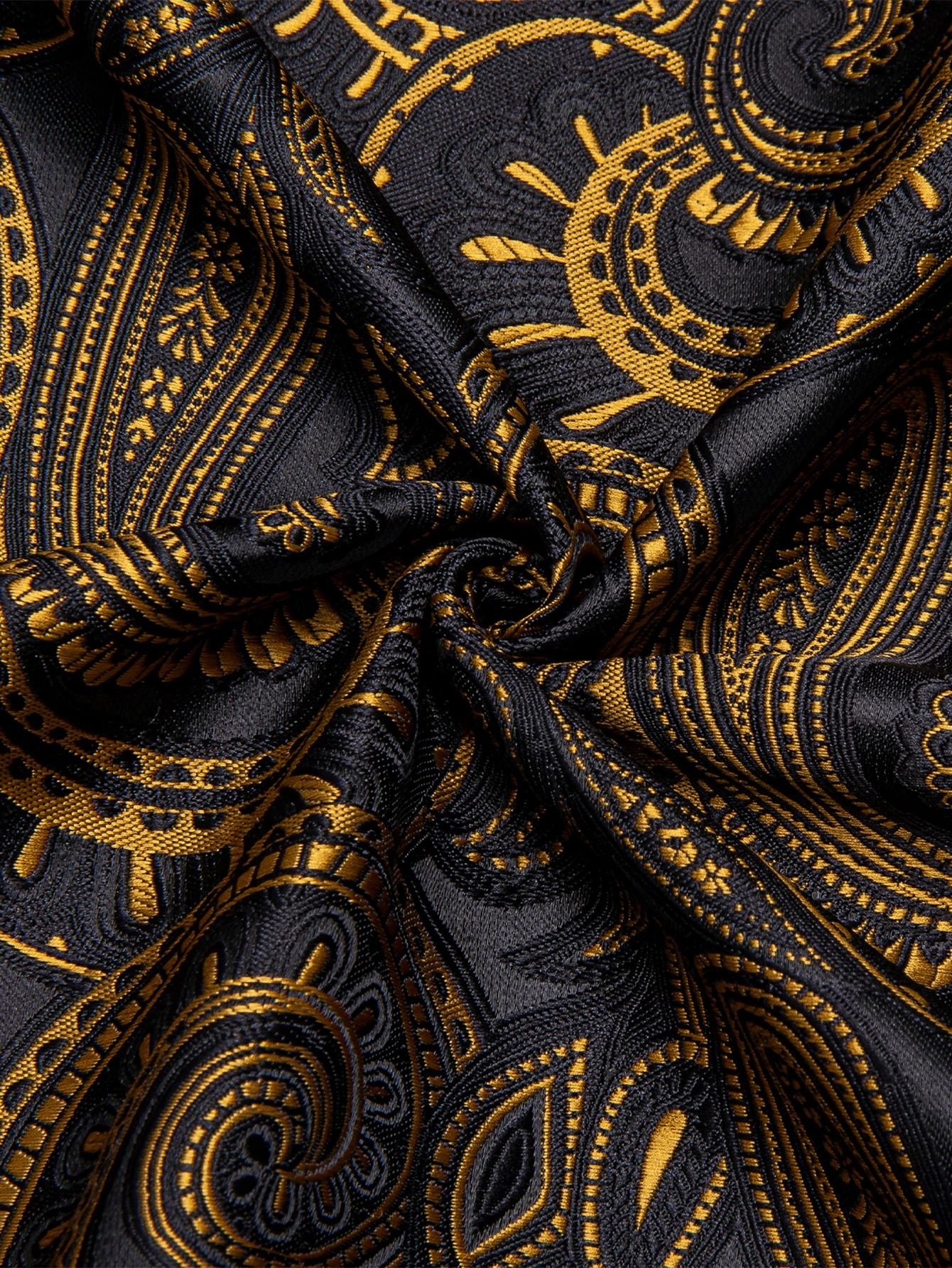 Hi-Tie Paisley Jacquard Golden Blue Mens Shirts Long Sleeve Dress Shirt Blouse for Male Wedding Gift Party High Quality