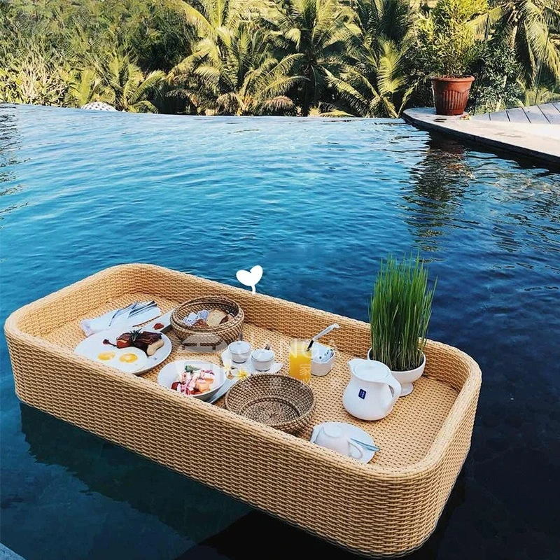 Leisure Villa Swimming Pool Water Floating Tray Internet celebrity B & B Dining Tray Breakfast Hotel Afternoon Tea Rattan Basket