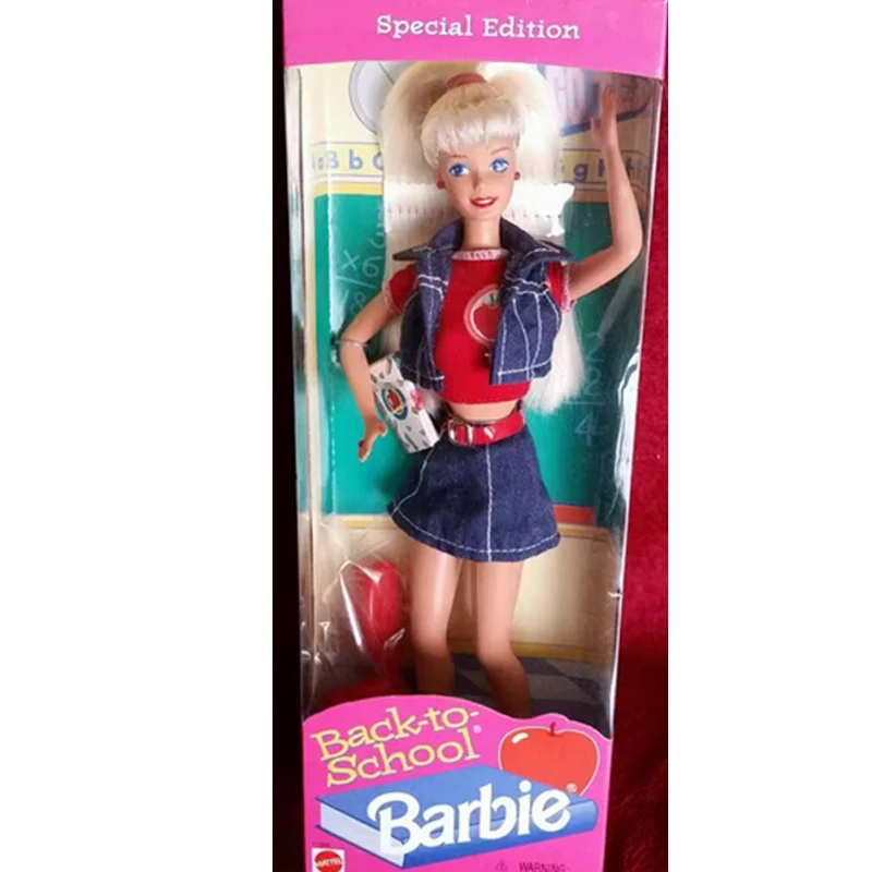 Muñecas Barbie originales para volver a la escuela, conjunto de campus 1966, pelo rubio Vintage, labios rojos, juguetes para niñas, colección de edición especial, 1/6