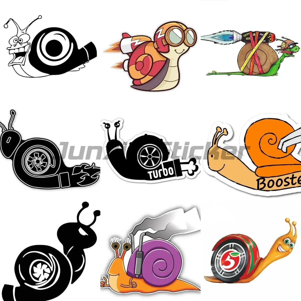 

Funny Turbo Snail kayak Motorcycle Car Stickers PVC High Quality Bumper Body Window Decoration