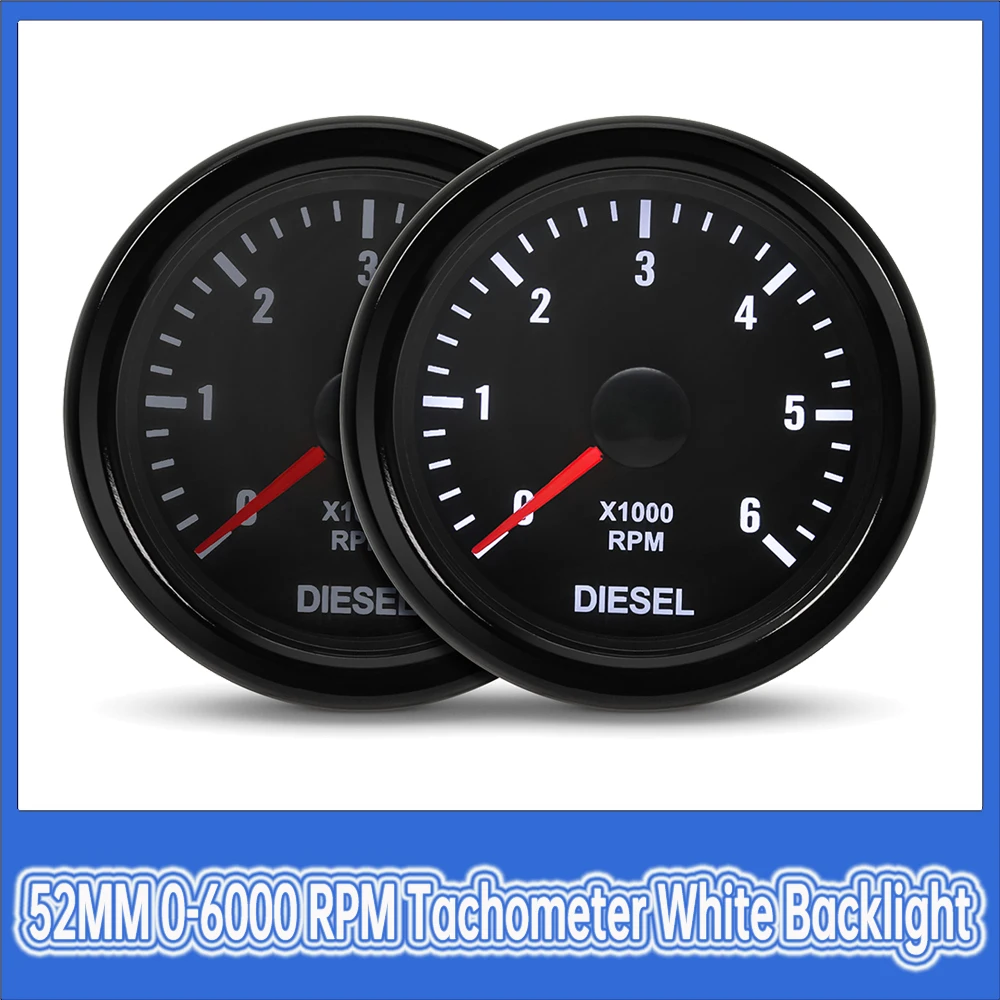 

Тахометр 0-6000 об/мин, 52 мм, автомобильная указка, измеритель числа оборотов с белой подсветкой для 1-20 фотодвигателя 12 В