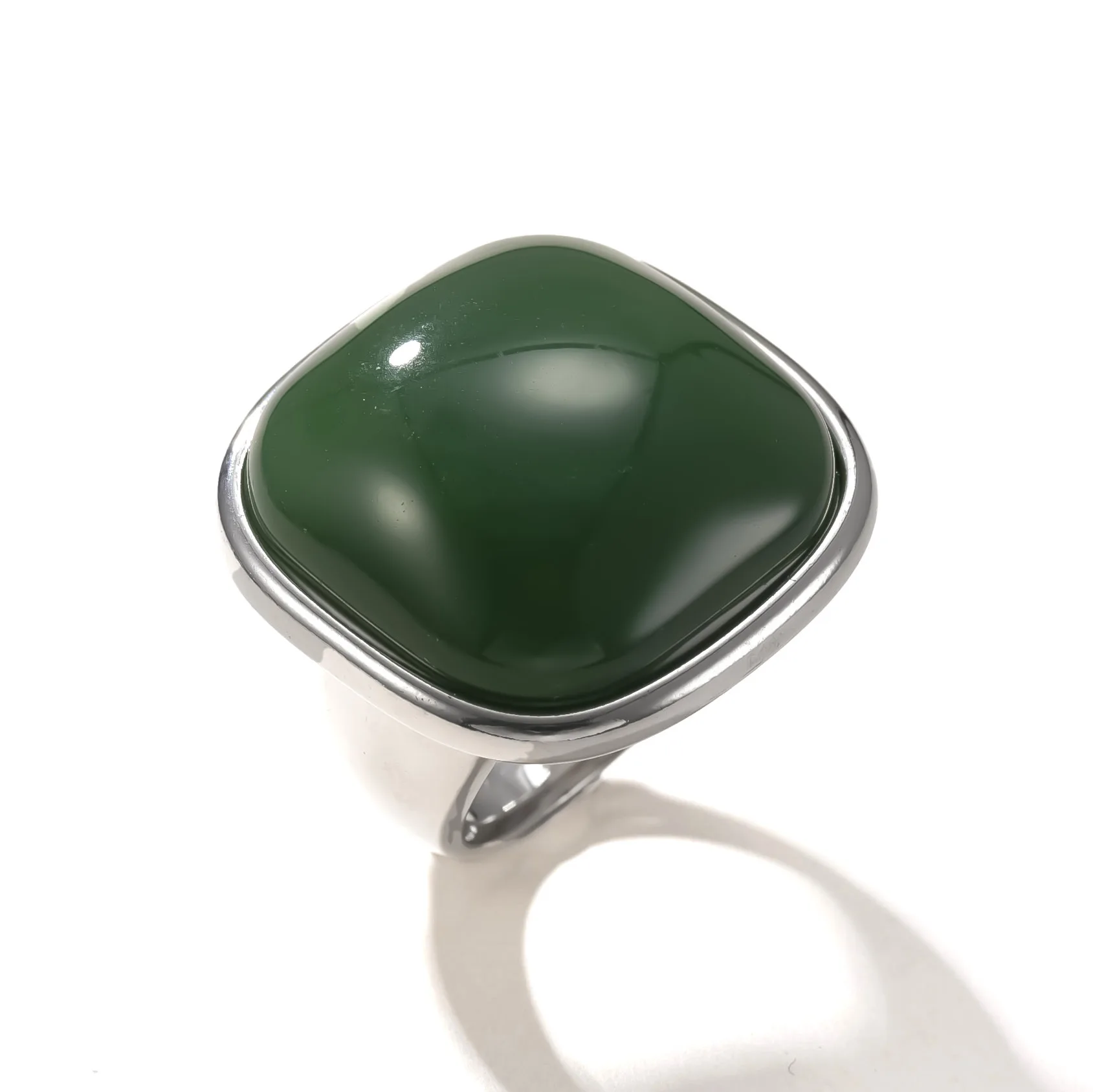 الأكثر مبيعا 18K مطلية بالذهب مربع الحجر الطبيعي يلقي الدائري ، الرجعية الفاخرة هندسية التيتانيوم الصلب مجوهرات للرجال النساء وتتسابق #5