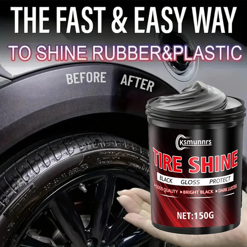 Cera para Recubrimiento de Neumáticos, Crema para Revestimiento y Recauchutado de Neumáticos, Cera para Brillo de Neumáticos, Pasta Abrillantadora para Piezas de Goma de Automóviles, Pulimento para Reponer el Color Negro