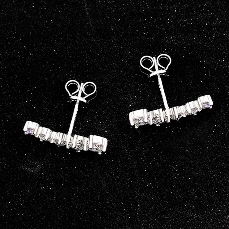 Rrjzz 5 Stone D-Color GRA Moissanite Climber Ohrstecker, hypoallergen, 14 Karat vergoldet, Ohrring-Anhänger, Geburtstagsgeschenk für Frauen – Detail 7