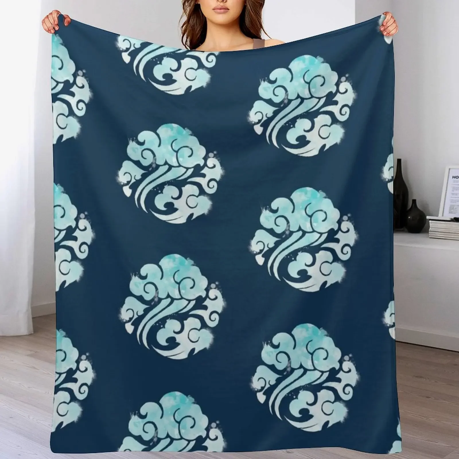 The Gusu Lan Sect in Watercolor Style Throw Blanket Shaggy Furry Soft Blanket for Bedroom Living Room