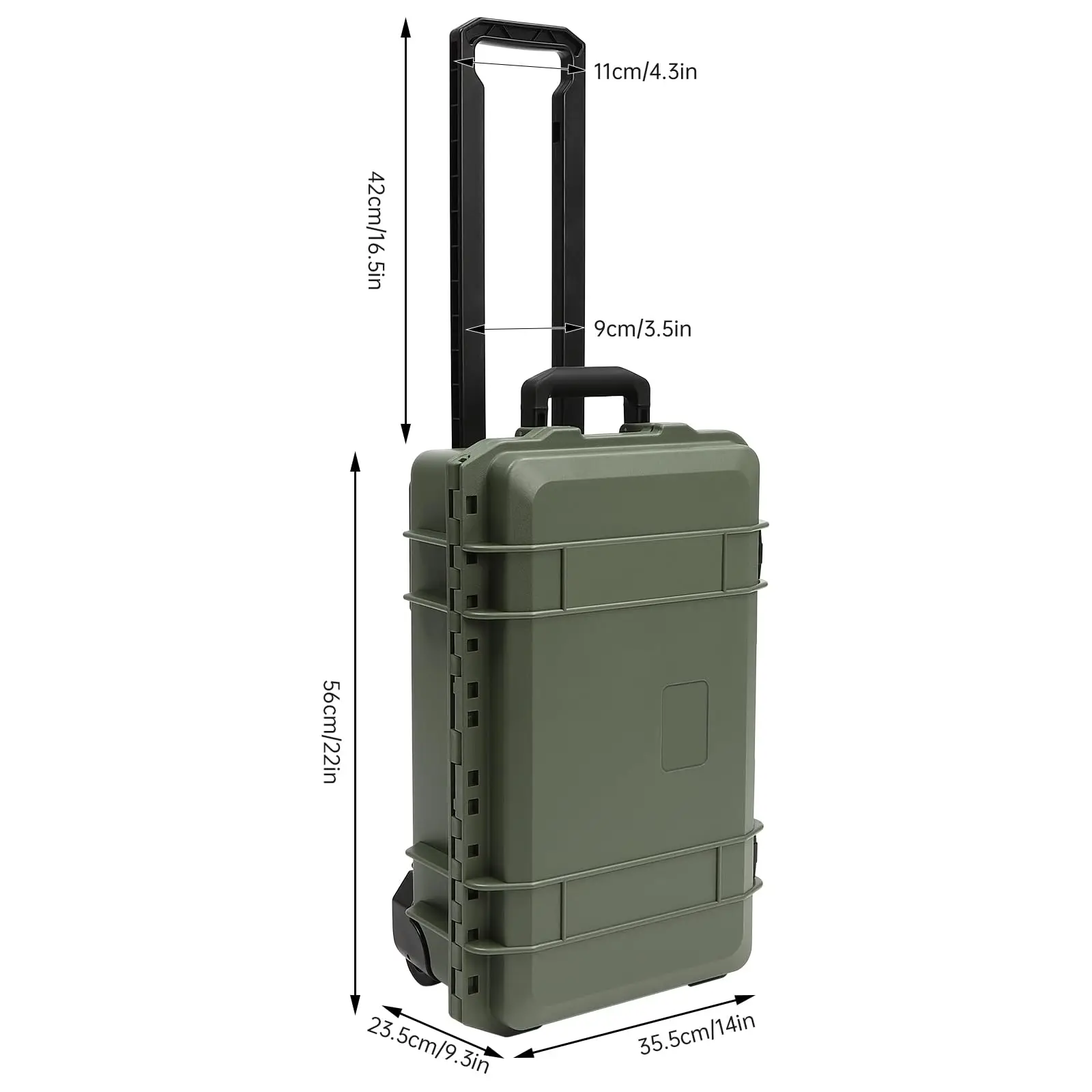 Estuche rígido protector para cámara con rodillo para cámaras, lentes, ordenadores, relojes, resistente al agua con espuma, 14x9,3x22 pulgadas