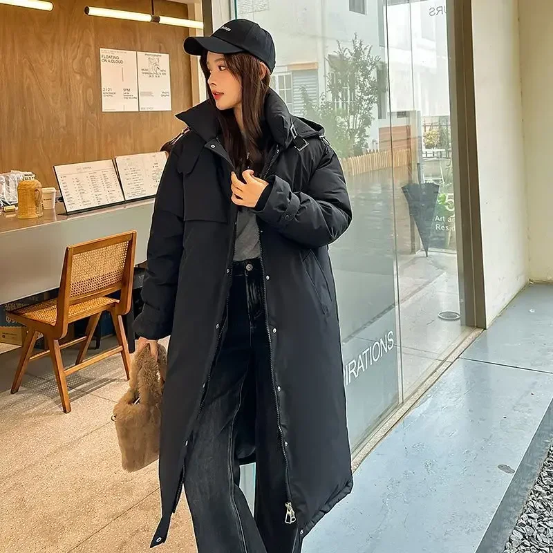 2025 Winter New Women\'s Down Cotton Jacket Warm Commuting Windproof Hooded Parker Coat