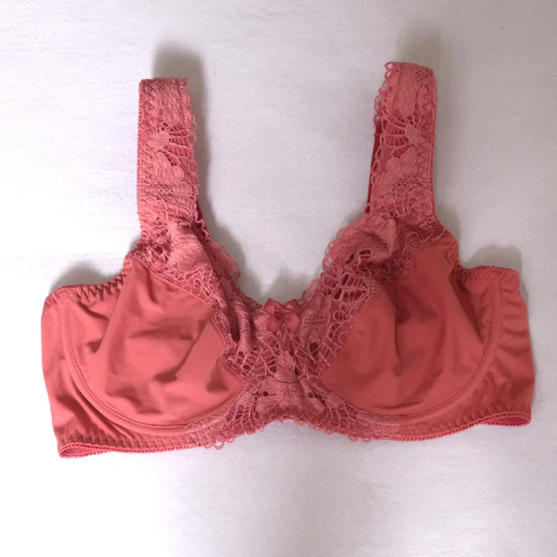 

Ультратонкая губка с кружевными краями и полной чашкой, широкие бретели, бюстгальтер больших размеров, нижнее белье-минимайзер с большим бюстом 75C 80C 85C