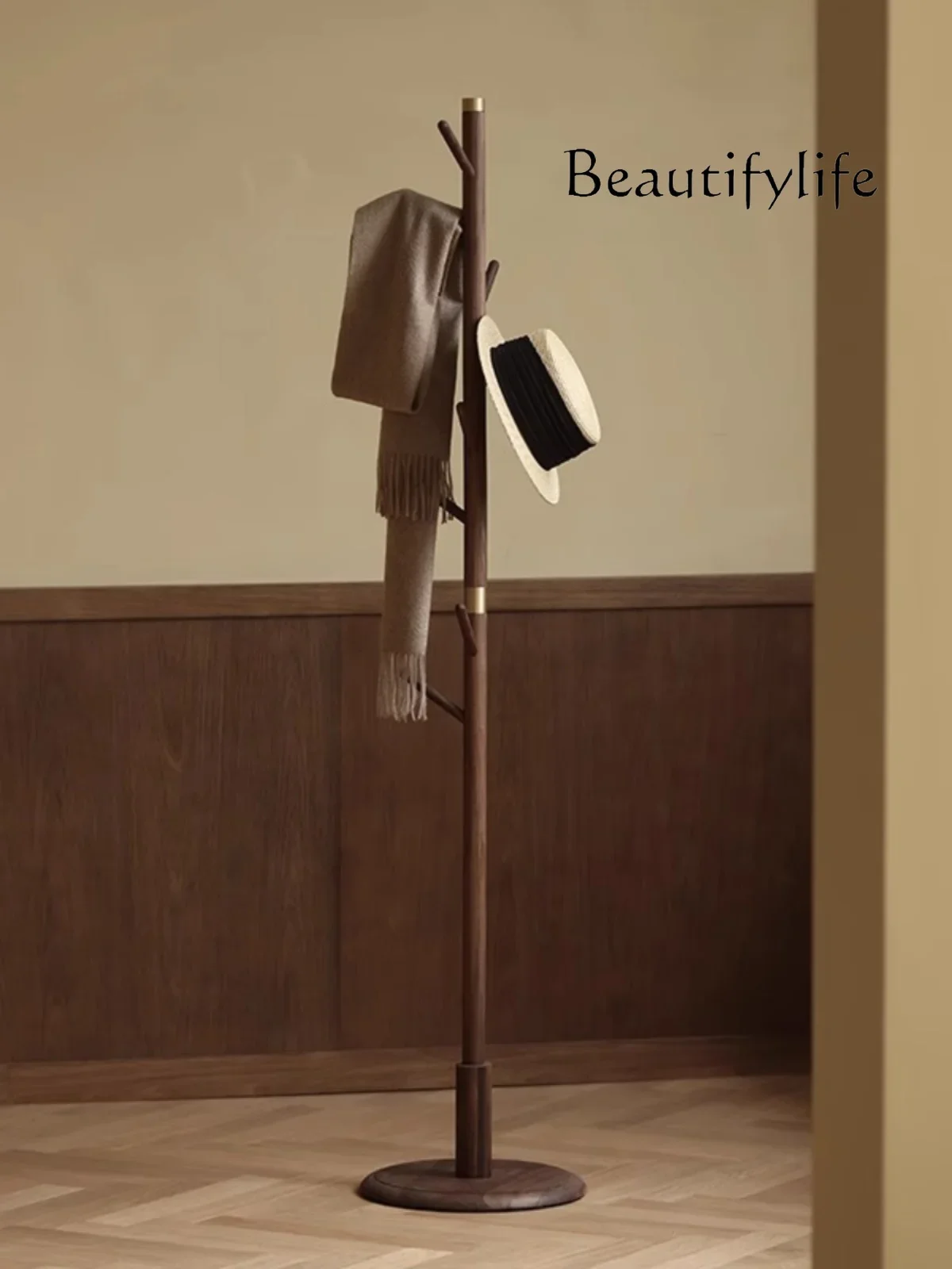 North America Black Walnut Branch Clothes Rack Wood Floor Coat Stand