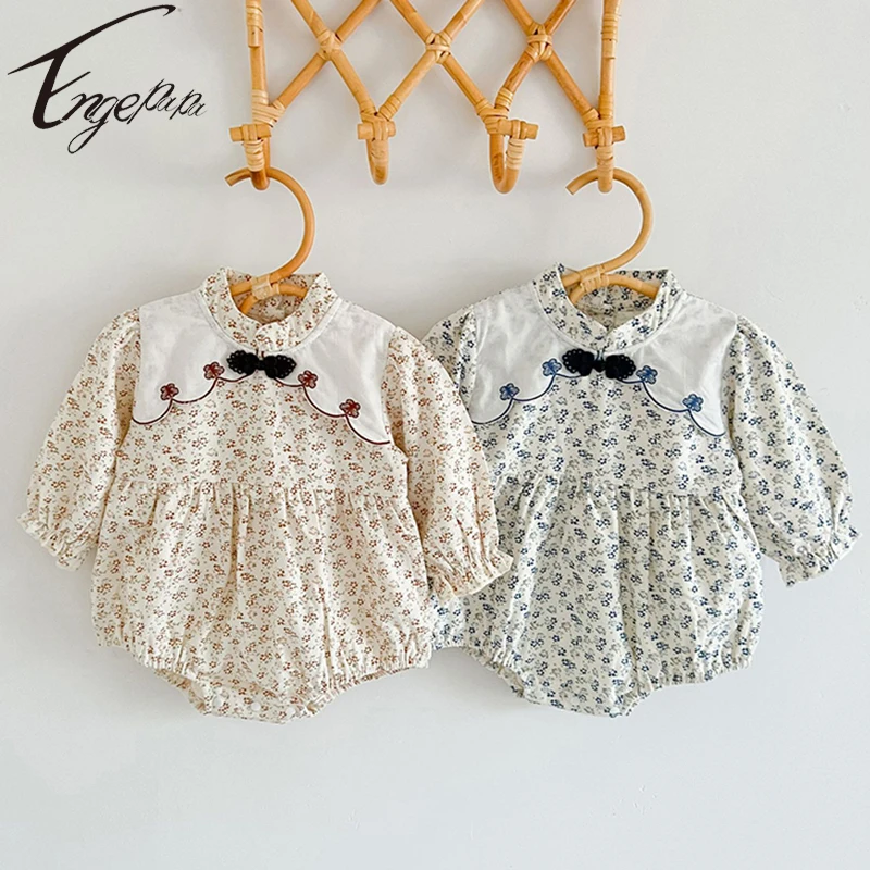 

Engepapa Toddler Baby Girls Bodysuits Floral Printing Corduroy Long Sleeve Newborn Baby Girls Jumpsuit Baby Girls Clothes