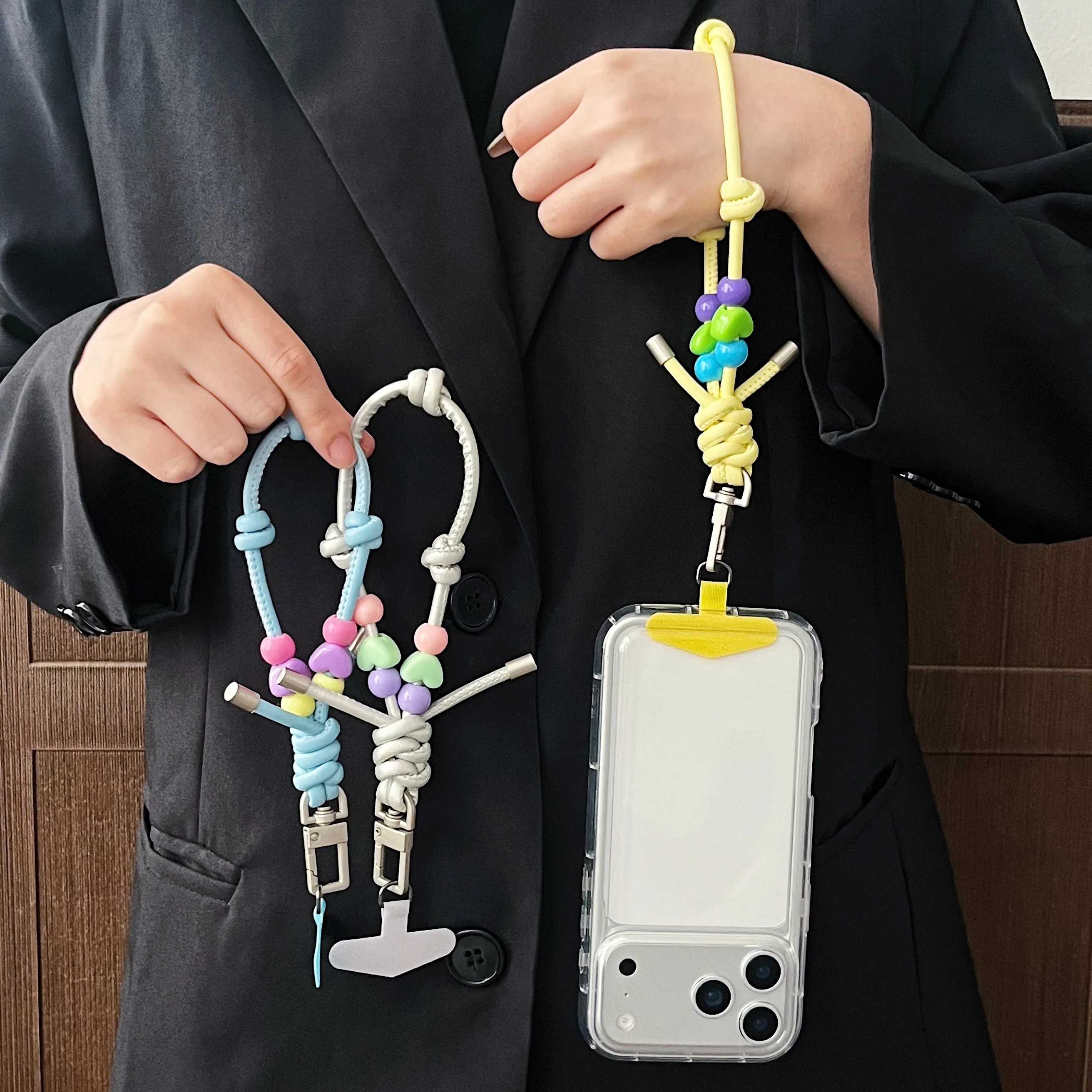 

Leather Pendant Mobile Phone Hanger String, Wrist Short Rope, Bracelet Beads, Fashionable Universal Anti-Lost String