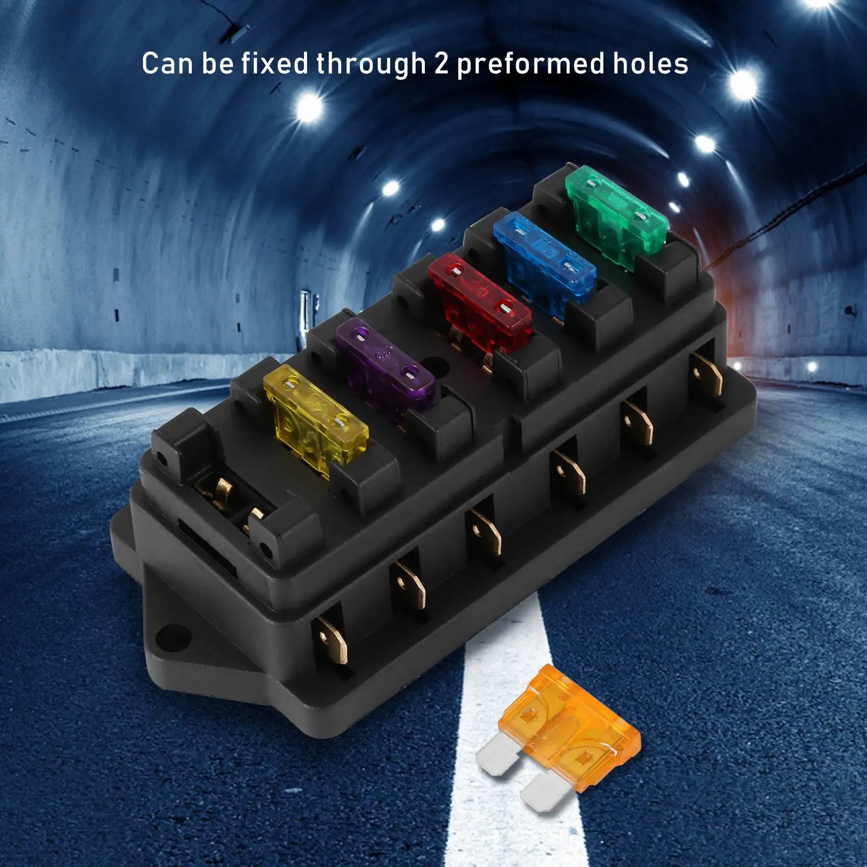 6 WAY FUSE HOLDER BOX CAR VEHICLE CIRCUIT BLADE FUSE BOX BLOCK + FREE FUSE US