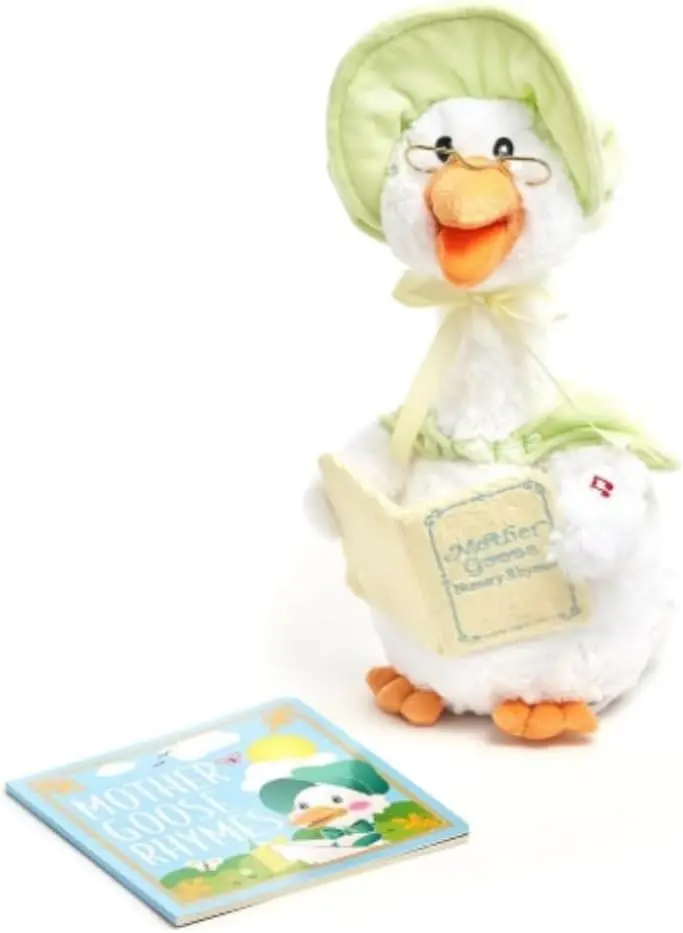 

Animated Goose Plush with Mouth Movement Recites 7 Nursery Rhymes, Includes Board Book, 14 Inches
