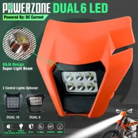 PowerZone faro LED para motocicleta faro delantero supermoto carenado para KTM EXC SXF MX Dirt Bike Enduro faro LED